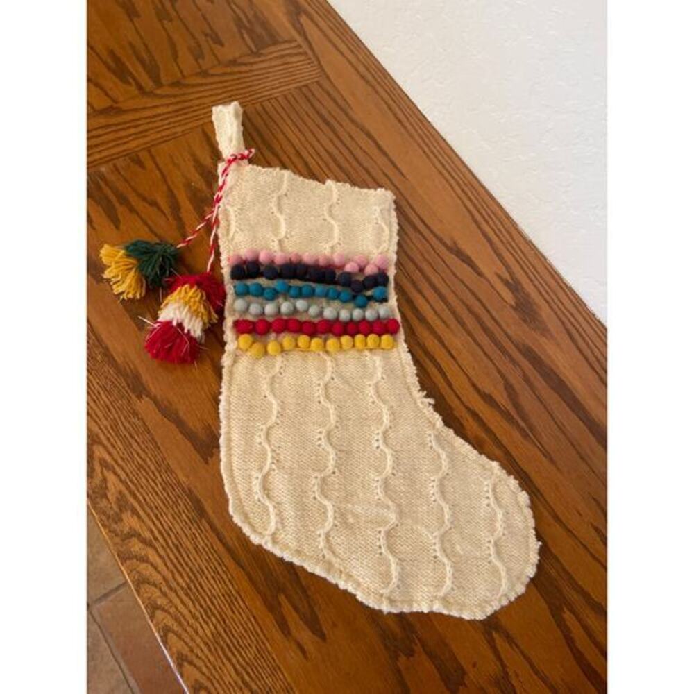 World Market Pom knit stocking
